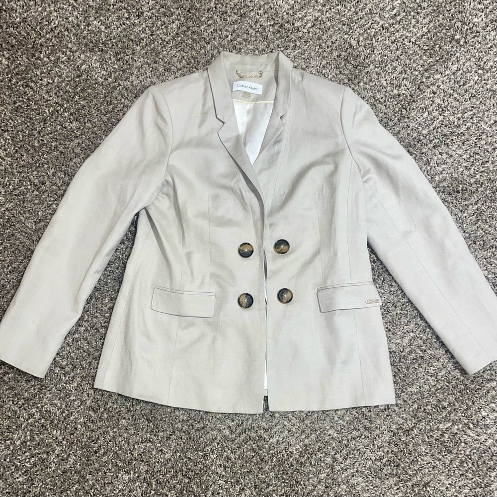 Calvin Klein Women's Light Gray Blazer Size Womens 14P